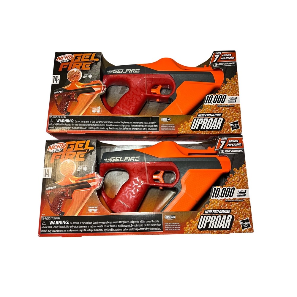 Set of 2 Nerf Pro Gelfire Uproar Fully Automatic Blasters 10000 Rounds Each NEW